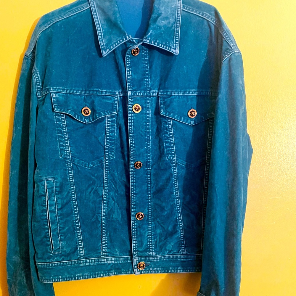versace velvet- suede jean jacket size 48/M